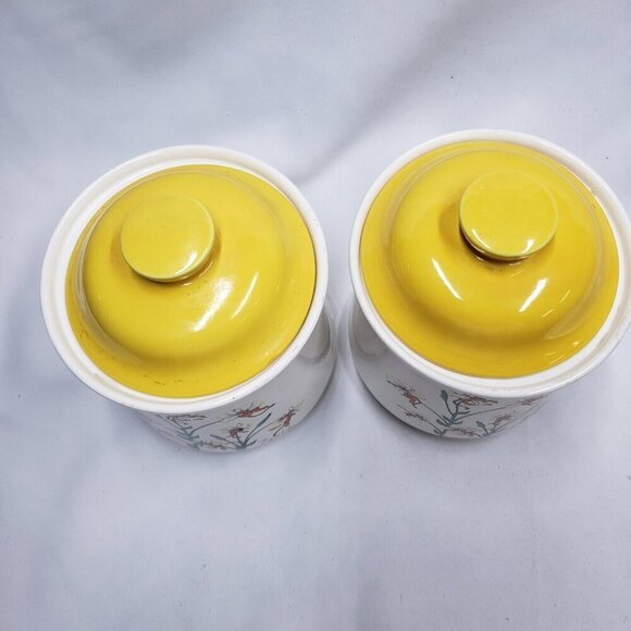 Petal Pets Tiger Lily Ceramic Canisters Set of 2 With Lids Vintage Japan - Picture 5 of 16